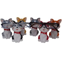 Seks brilleholdere, der forestiller katte i diverse farver.