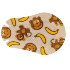 Brun ögonplåster med apor och gula bananer.