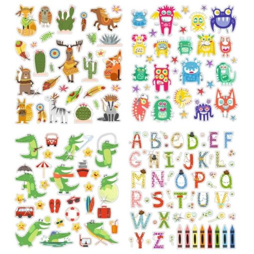 Klistermärken stickers för barn - Wonderful creatures. Flera ark... Både med djur, monster och bokstäver.