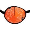 En ögonlapp med resår till lat öga. Den är orange och dekorerad med spindelnät och spindlar, perfekt till Halloween, och heter Spider. Den har elastik som sätts runt huvudet och är designad för barn som skelar. Ögonlappen hjälper till vid synträning. Märket är Kay Fun Patch.