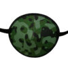 En ögonlapp med resår för vuxna. Den är mörkgrön med camouflage-mönster. Märket är Kay Fun Patch. Den heter Camouflage.