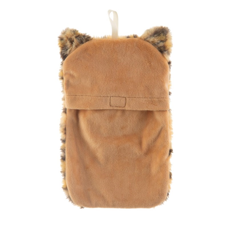 Leopard Love värmeflaska från Sass & Belle formad som en leopard i honungs- och sandfärger. Baksida.