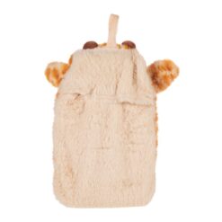 Gina Giraf värmeflaska från Sass & Belle med mjukt överdrag i orange och gula nyanser. Baksida.